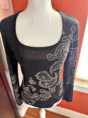 Talbots Paisley Silk Long Sleeve Top Size Medium